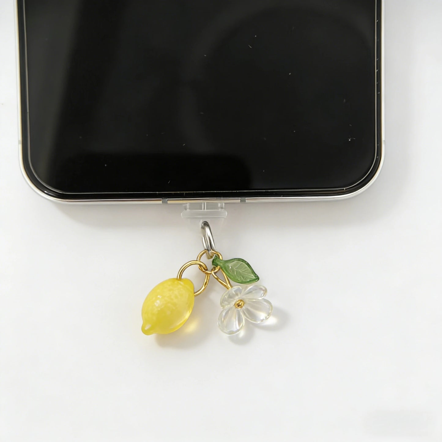 Fruit Phone Dust Plug Set - Cute Lemon, Grape, Cherry & Avocado Charging Port Protector Pendant for Girls