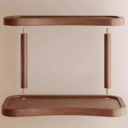 2-Tier Bamboo Makeup & Cup Organizer – Wooden Vanity Rack for Coffee Mugs, Counter & Kitchen Storage