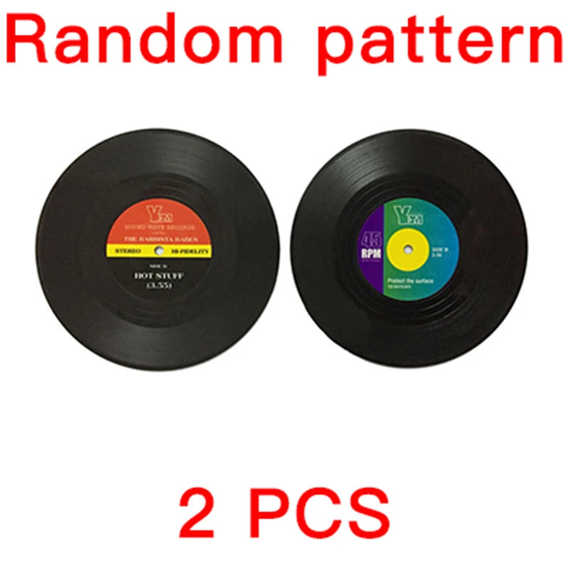 2/4/6PCS Retro Vinyl Record Drink Coasters | Anti-Slip Heat Resistant Mug Mats | Music-Themed Coffee Table Placemats Decor