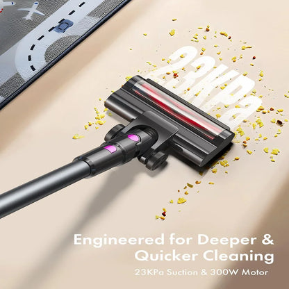 Homeika Cordless Stick Vacuum Cleaner – 23KPa Powerful Suction, 48min Runtime, LED Display for Hard Floors & Carpets
