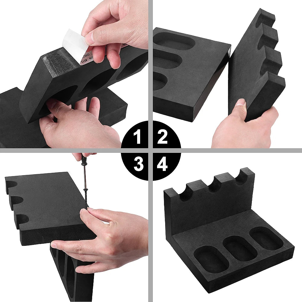 3/4/6 Slot Foam Gun Rack - Universal Pistol Holder for Glock, Handgun Display Stand & Gun Safe Organizer