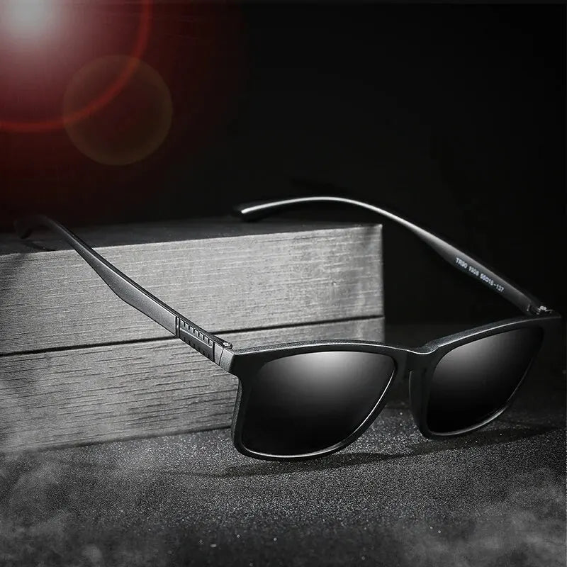 Luxury Men’s Polarized Sunglasses – Vintage Square TR90 Frame, Ultra-Light UV400 Driving & Fishing Eyewear
