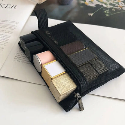 New Mesh Transparent Cosmetic Bags – Small & Large Clear Makeup Pouch, Portable Travel Toiletry Organizer with Lipstick Storage