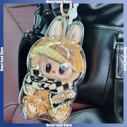 Labubu Transparent Protective Cover – Stuffed Toy Display Bag, Mini Portable Storage Box for Labubu I & II Dolls
