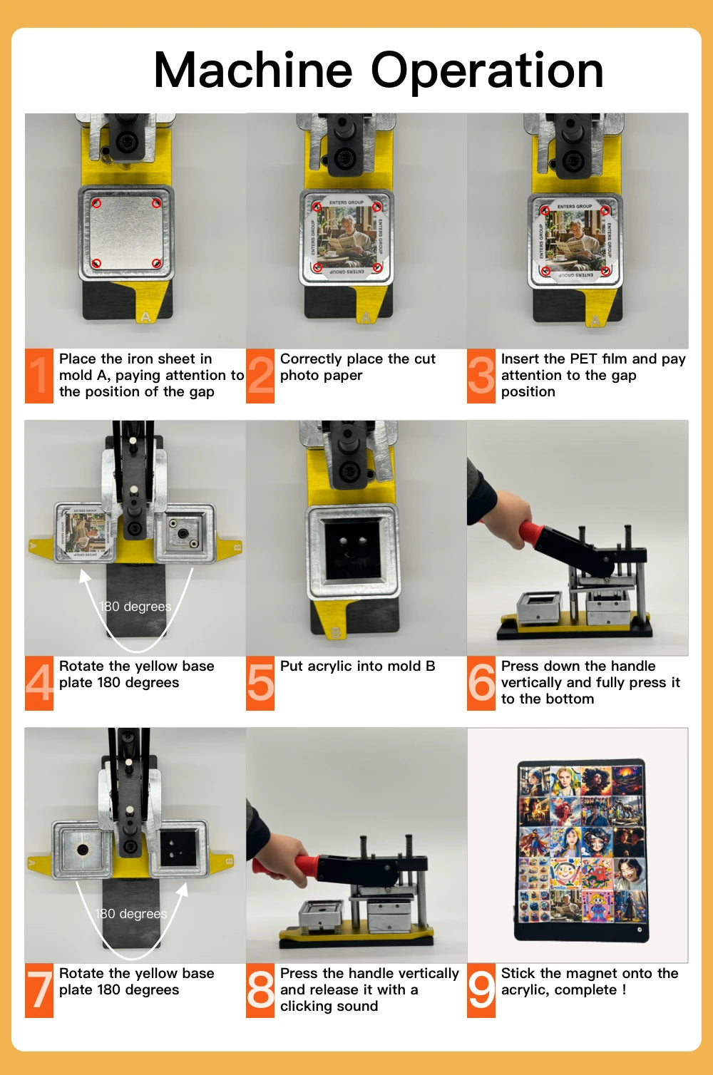2025 Best Fridge Magnet Button Maker Machine, 50x50mm Square with Cutter & 100pcs Materials Set