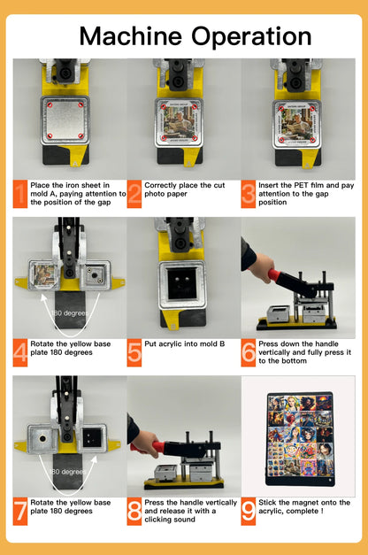 2025 Best Fridge Magnet Button Maker Machine, 50x50mm Square with Cutter & 100pcs Materials Set