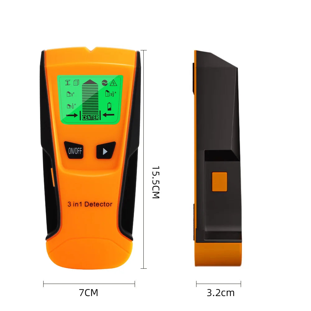 3-in-1 Wall Metal Detector – Professional Deep Scan for Metal, Wood Studs, AC Voltage & Live Wires