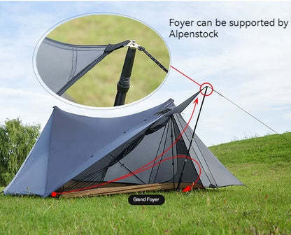 ASTA GEAR Yun Chuan 15D Nylon Ultralight Tent – Double-Sided Silicon-Coated, Rodless Pyramid Design for Camping & Hiking