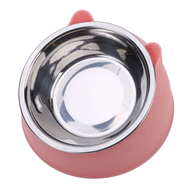 Stainless Steel Cat Food Bowl - Inclined Feeding Bowl for Cats and Puppies
