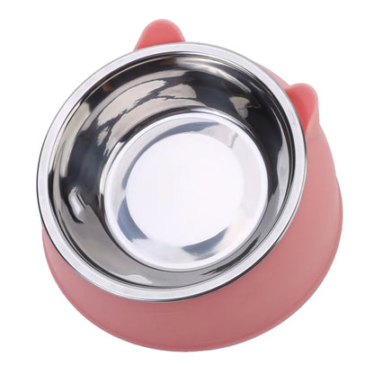Stainless Steel Cat Food Bowl - Inclined Feeding Bowl for Cats and Puppies