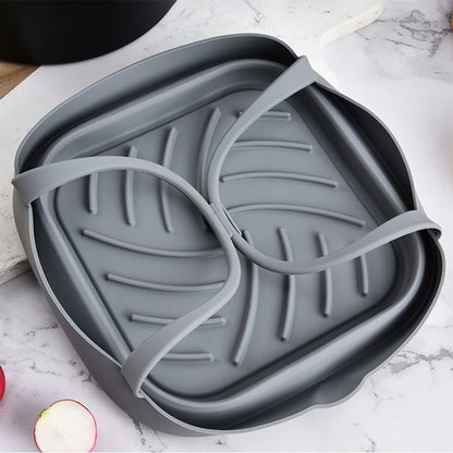 Silicone Baking Tray for Air Fryer Oven - Reusable Pizza and Fried Chicken Basket Molds - Grill Pan Accessories and Tool