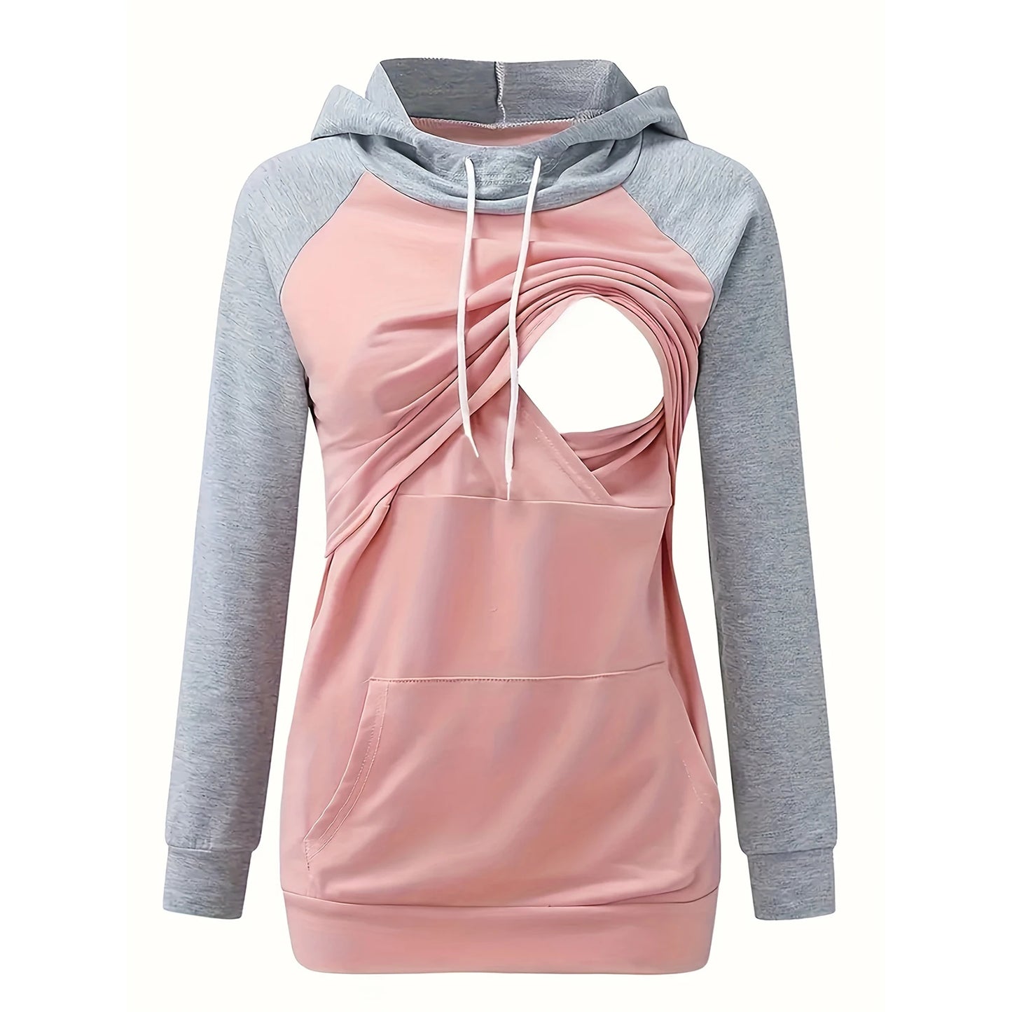 Women’s Maternity Nursing Hoodie – Long Sleeve Breastfeeding Sweatshirt with Kangaroo Pocket for Pregnancy & Postpartum Wear