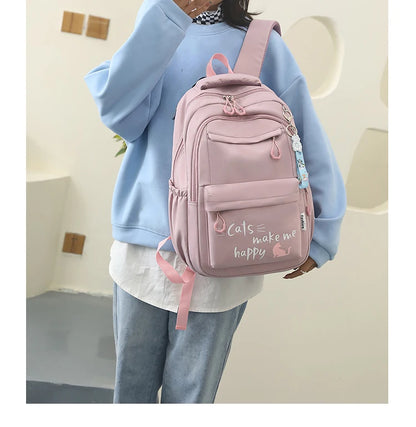 Teen Girls School Backpack | Pink Waterproof Bag for Primary & Middle School Students