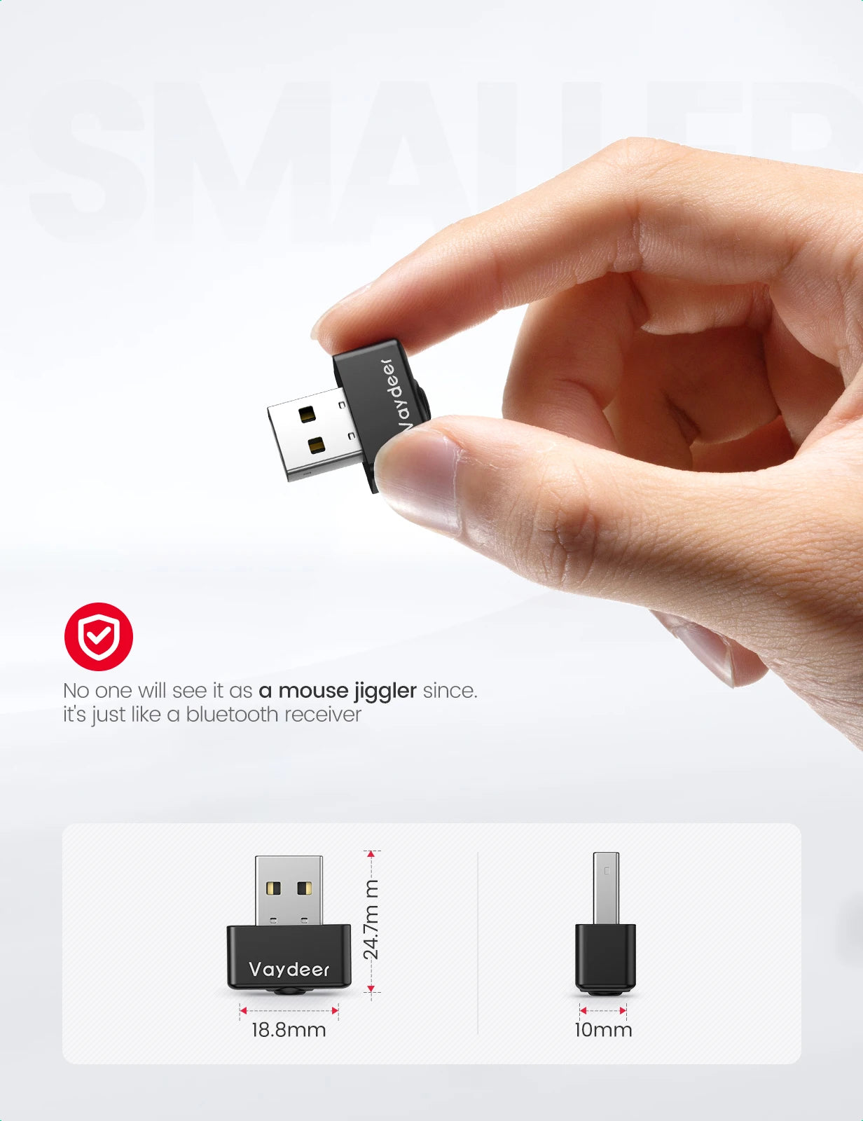 Vaydeer Mini Metal Mouse Jiggler – Premium Aluminum Alloy, Long Life Span, Plug and Play, 100% Undetectable