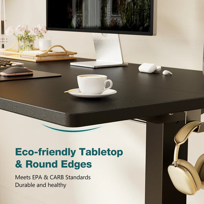 Electric Standing Computer Desk – Height Adjustable Ergonomic Workstation with Metal Frame for Home or Office