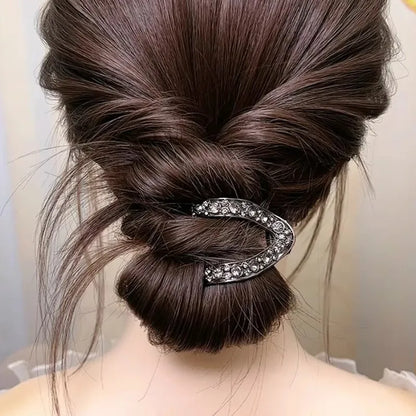 Rhinestone V-Shaped Hair Claw Clip - High Ponytail & Bun Styling Accessory