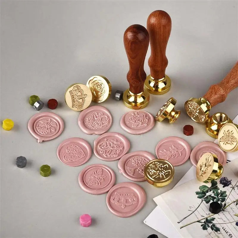 Vintage Copper Wax Seal Stamp – Curlicue Rose for DIY Scrapbooking, Invitations & Envelopes