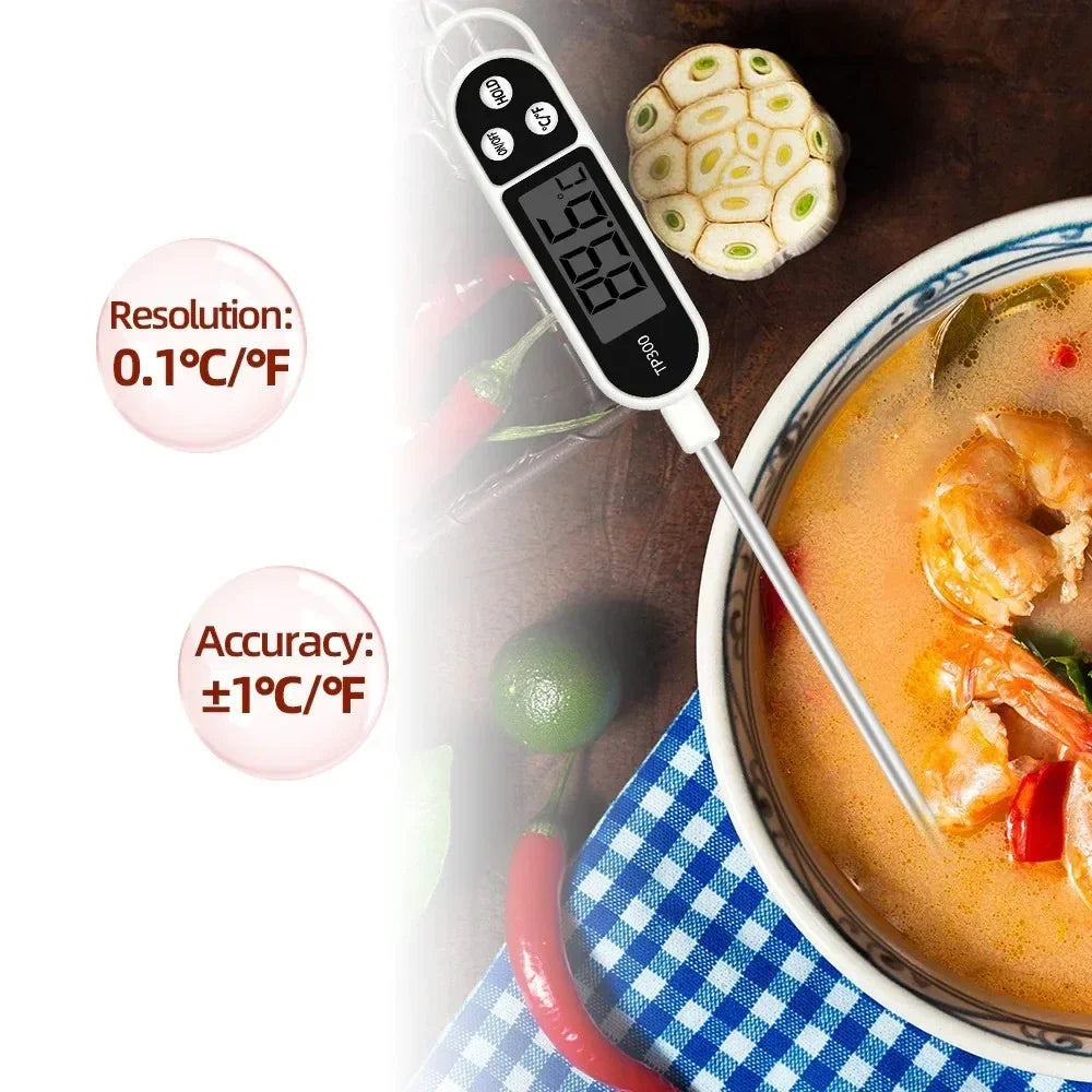 TP300 Digital Food Thermometer – Instant Read Kitchen Probe for Meat, BBQ, Oil, Water & Oven Cooking Temperature Tool