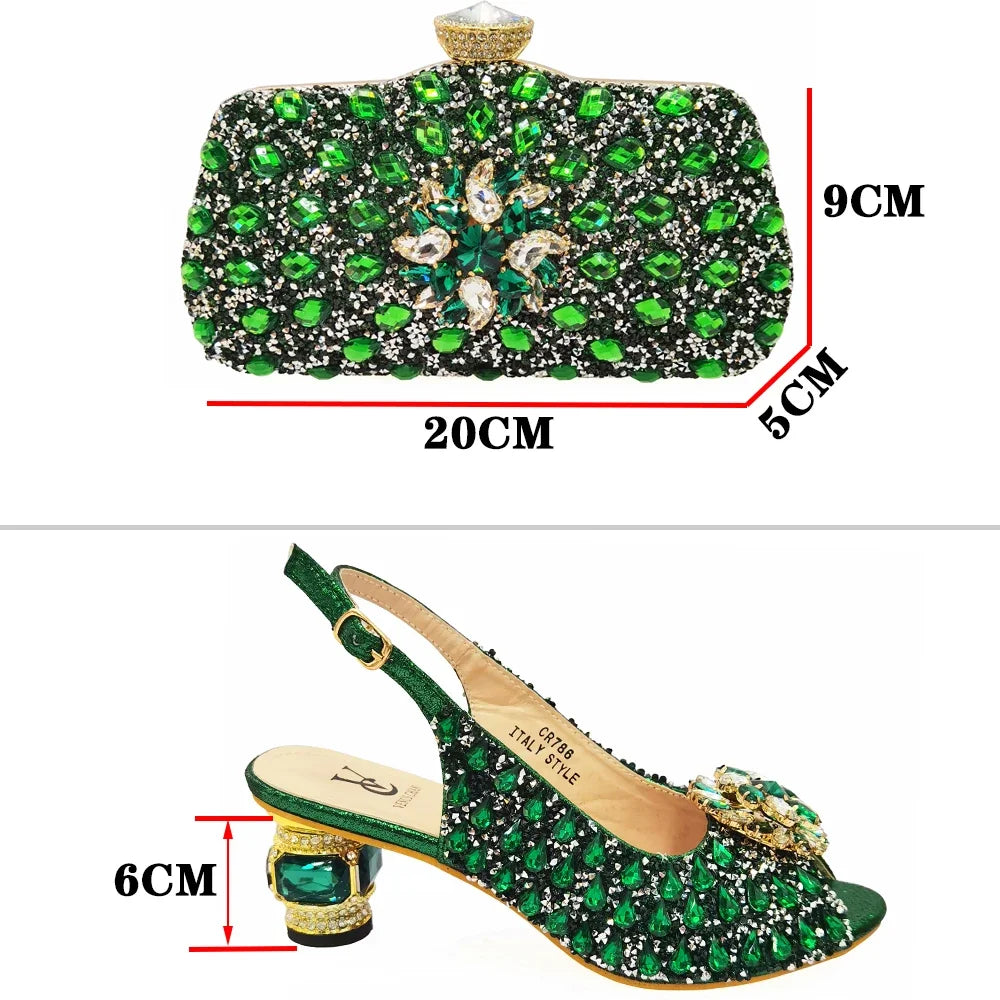 Silver Nigerian Women’s Shoe & Bag Set - African Fashion Party & Wedding Accessories