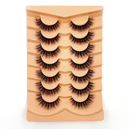 7 Pairs 3D Mink Fur False Eyelashes – Thick Short Dramatic Natural Look Makeup Lashes Wholesale