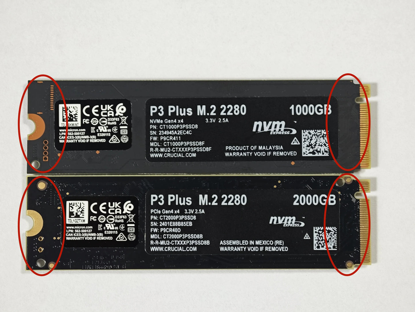 Crucial P3 Plus 1TB PCIe Gen4x4 NVMe M.2 SSD – 500GB, 1TB, 2TB, 5000MB/s Speed (OEM Package)