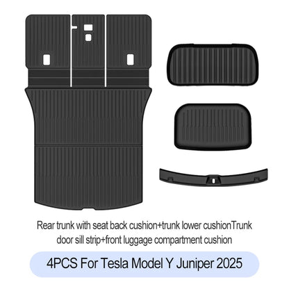 Tesla Model Y Juniper 2025+ TPE Floor Mats Set – Premium All-Weather Cargo & Trunk Liner, Wear-Resistant Car Interior Foot Protection Mats