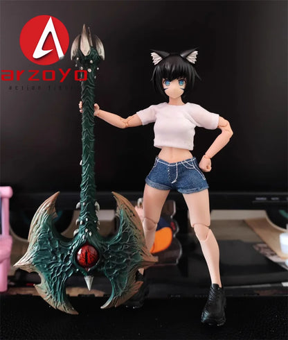 C-010 1/12 Scale Female Outfit – T-Shirt & Denim Shorts for 6’’ Romankey Soldier Action Figures