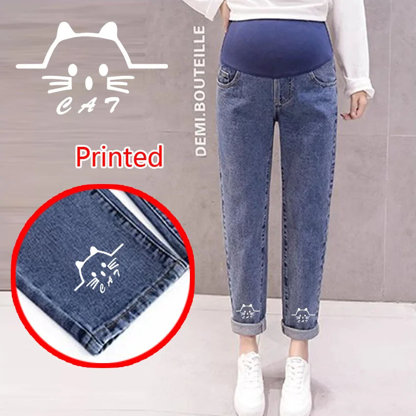 Maternity Boyfriend Jeans – High Waist Loose Denim Pants for Pregnant Women