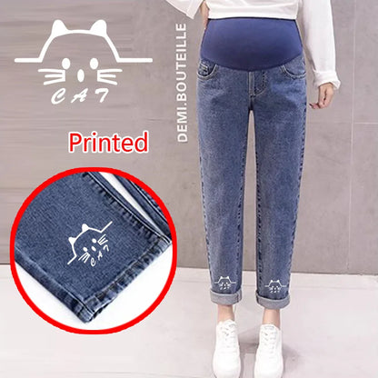 Maternity Boyfriend Jeans – High Waist Loose Denim Pants for Pregnant Women