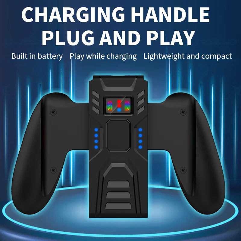 ABS Comfort Charging Grip for Switch Controllers – Portable JOY-02 Dock with USB-C Cable & Battery Indicators