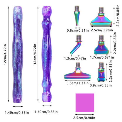 Purple 5D DIY Diamond Pen Set – Resin Tool with 6 Metal Pen Heads, Thread, and Clay for Diamond Painting