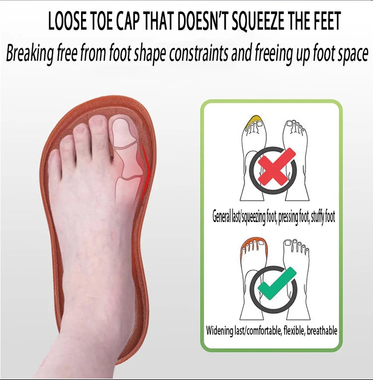 2025 Men's Wide-Toe Casual Shoes — Soft Sole Walking Sneakers, Breathable Mesh Comfortable Barefoot Shoes