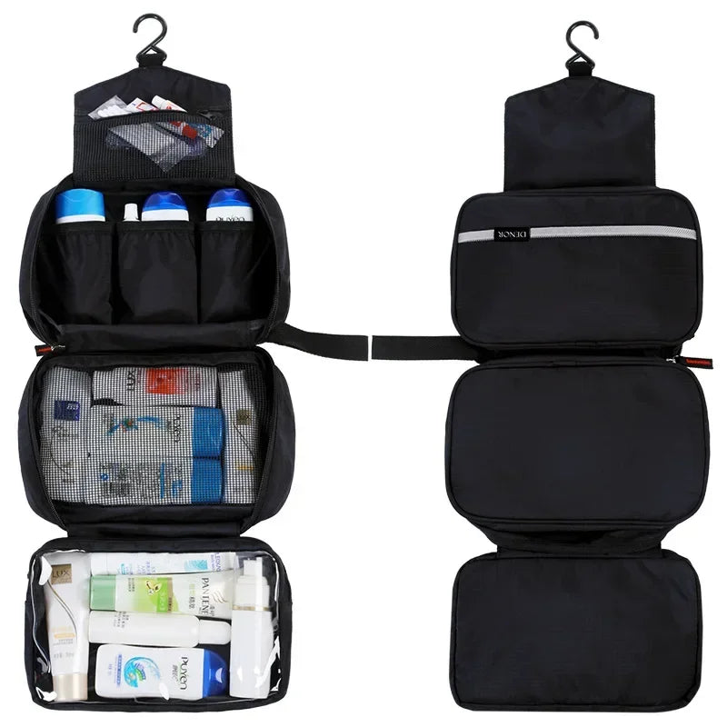 Large Waterproof Hanging Toiletry Bag – Foldable Travel Organizer for Men & Women, Cosmetic & Makeup Storage Bathroom Kit with Multiple Compartments
