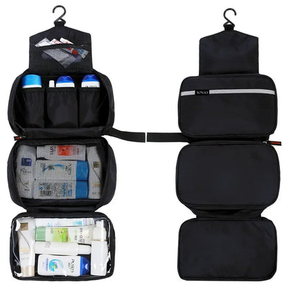 Large Waterproof Hanging Toiletry Bag – Foldable Travel Organizer for Men & Women, Cosmetic & Makeup Storage Bathroom Kit with Multiple Compartments