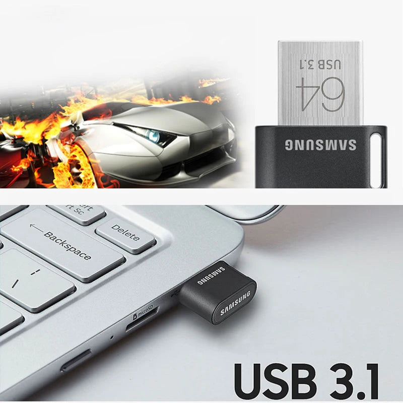 Samsung FIT Plus USB 3.1 Flash Drive - Metal Mini Pen Drive 64GB–256GB High-Speed Memory Stick