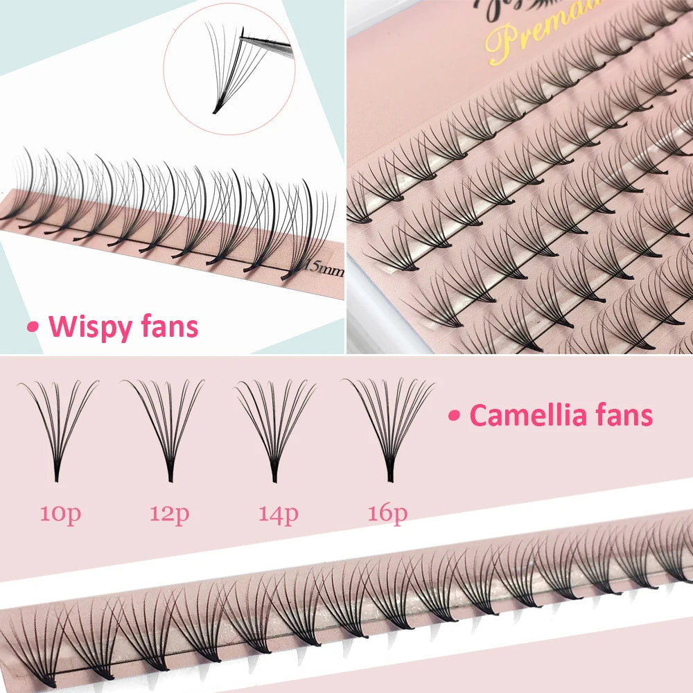 Goddess Premade Volume Lash Fans — 4D to 20D Faux Mink Individual Eyelash Extensions, Pointy Stem 320 Fans