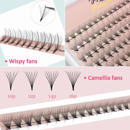 Goddess Premade Volume Lash Fans — 4D to 20D Faux Mink Individual Eyelash Extensions, Pointy Stem 320 Fans