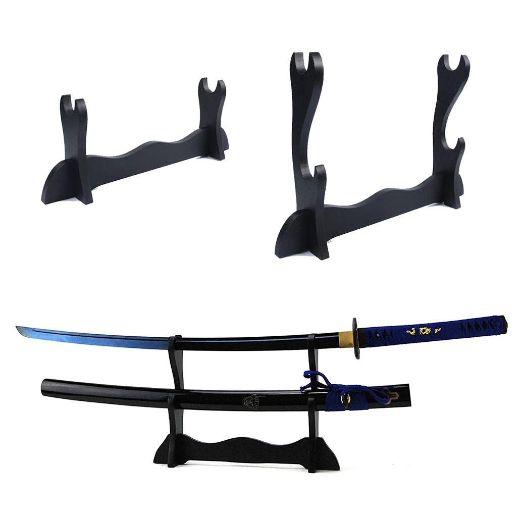 Large Wooden Sword Display Stand - 1/2 Layer Rack for Katana, Wakizashi, Tanto & Wand