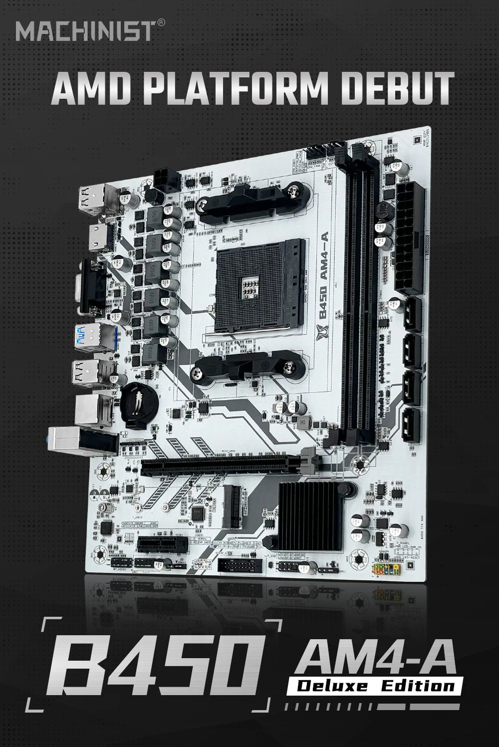 MACHINIST B450 AM4 Motherboard – Dual-Channel DDR4, M.2 NVMe, Ryzen 5500/5600/5600G Support