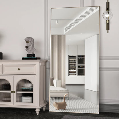 CASSILANDO Full-Length Floor Mirror – 65"x24" Black Metal Frame Full Body Standing Mirror