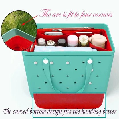 Felt Bag Organizer Insert for Bogg Bag – Large Multi-Pocket Inner Divider & Tote Shaper for Rubber Beach & Travel Bags