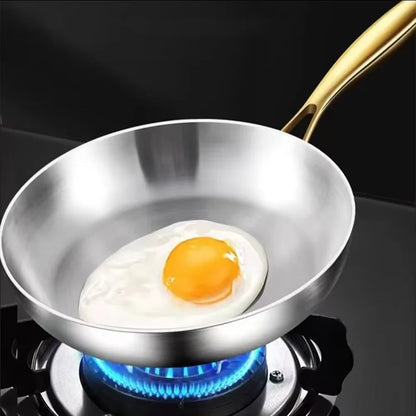 316 Stainless Steel Frying Pan – Uncoated Non-Stick Cooking Pot for Gas & Induction Stoves