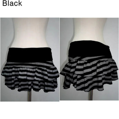 Women’s Y2K Striped Mini Skirt - Color Block A-Line Street Style Fashion Skirt