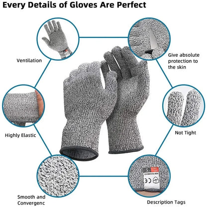 HPPE Level 5 Safety Gloves – High-Strength Anti-Cut and Anti-Scratch for Industry, Kitchen, and Gardening – Multi-Purpose Glass Cutting Protection