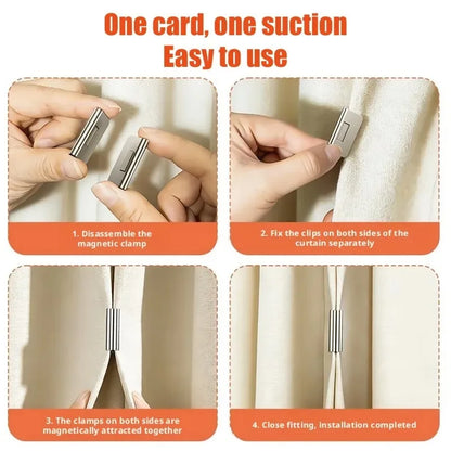 Magnetic Curtain Clips - Nail-Free Blackout Closure Clips for Bedroom & Office