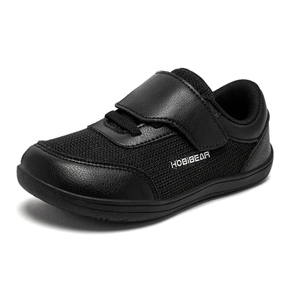 HOBIBEAR Kids Wide Toe Barefoot Shoes – Minimalist Hook & Loop Casual Sneakers, Breathable Zero Drop Shoes