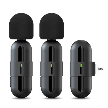 Basix Mini Wireless Lavalier Microphone - Noise Cancelling Portable Mic for iPhone Android Camera Live Interviews
