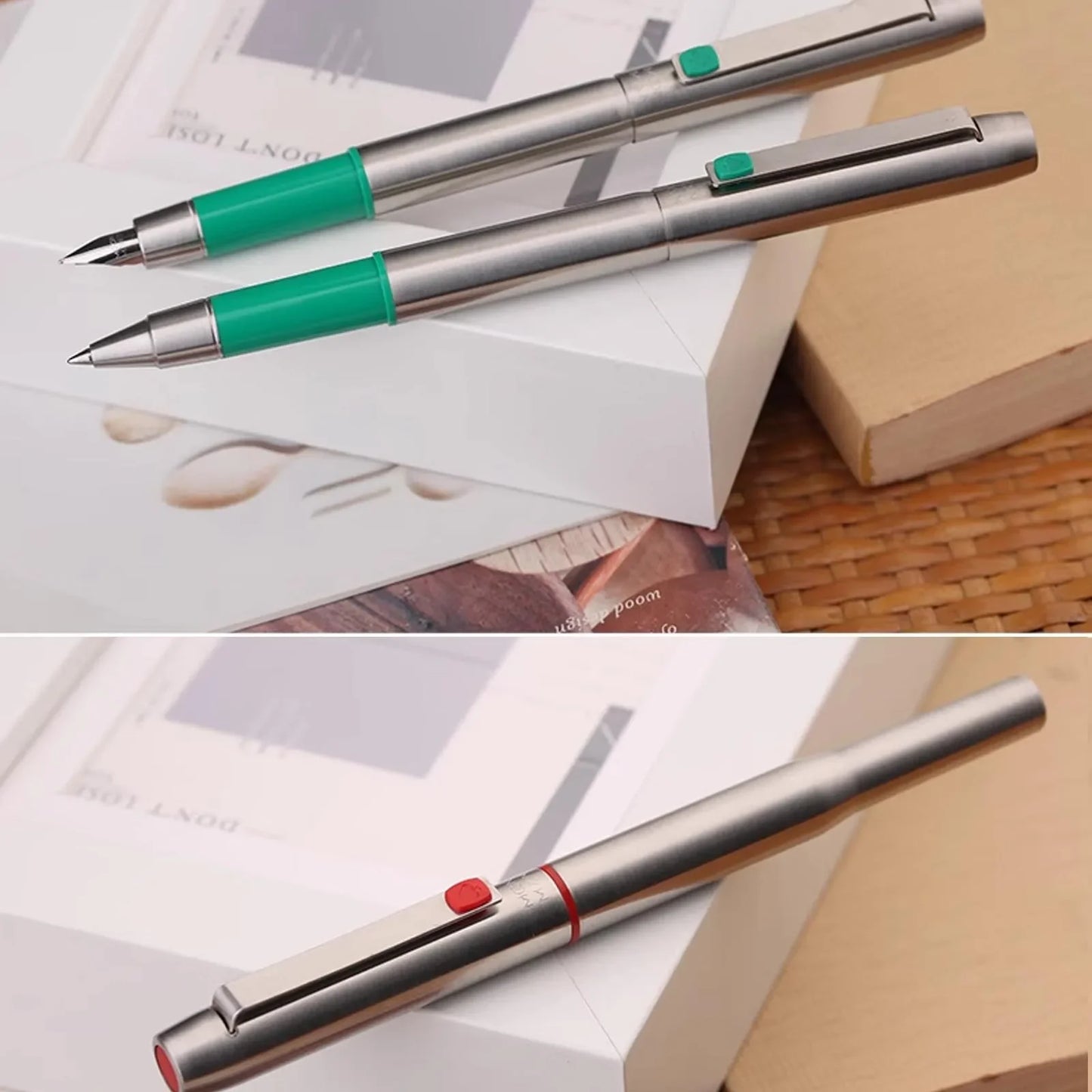 MAJOHN B25 Fountain Pen – Stainless Steel Imported F Nib with Ink Absorber, Dual-Purpose High-End Office Stationery