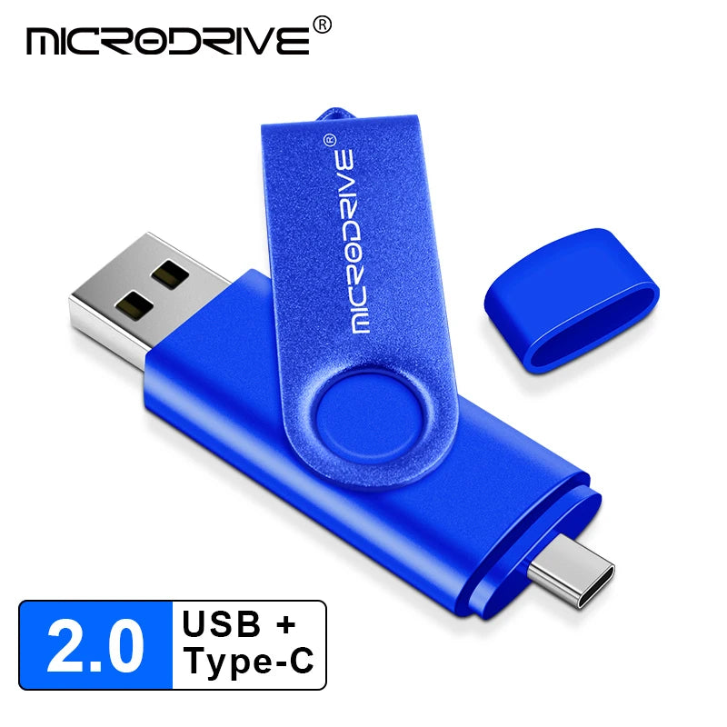 2-in-1 Metal OTG USB Flash Drive – Type-C & USB Memory Stick (4GB to 128GB) for Phones & PCs