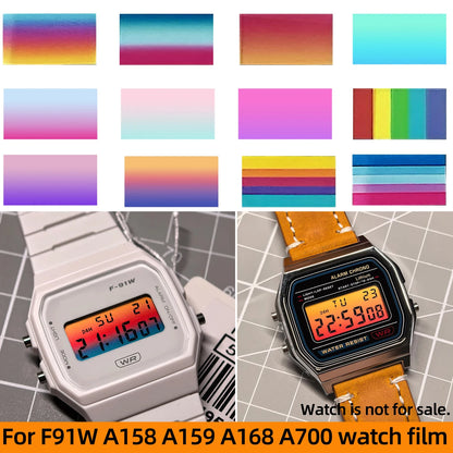 Casio F-91W A158W A168 Mod Kit - STN HD Display, Rainbow Gradient Display Sticker & Complete Watch Makeover Set